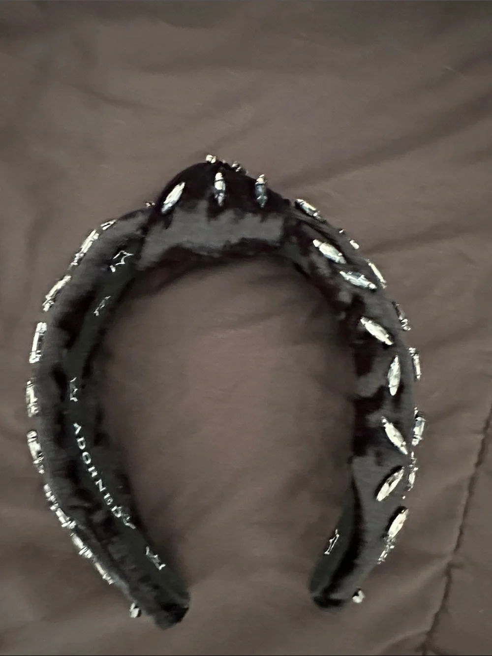 ADORNED Luxury Black Velvet Padded Headband with Crystal Accents